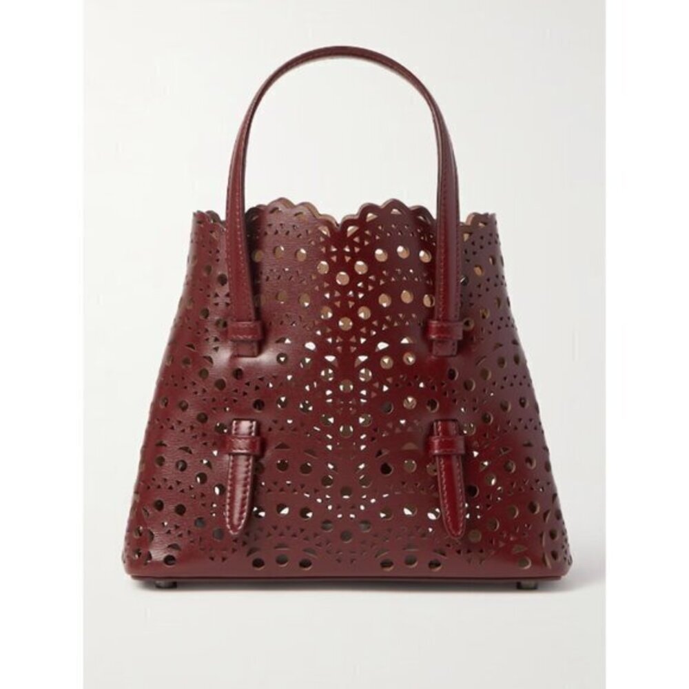 NWT Azzedine Alaia Mina 20 Burgundy Rouge Grenat Deep Red Tote Bag